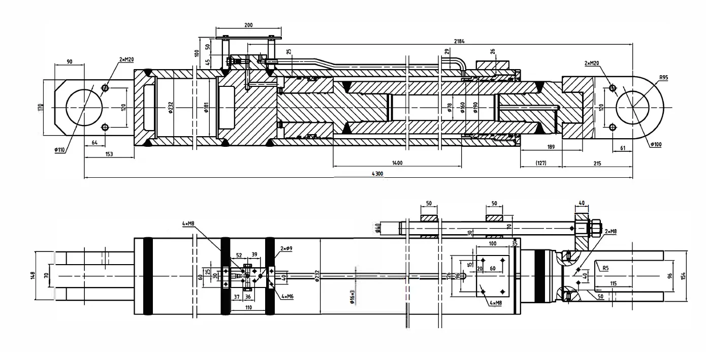 Hydraulic Arm Anti-Backtilt Cylinder Dimensions