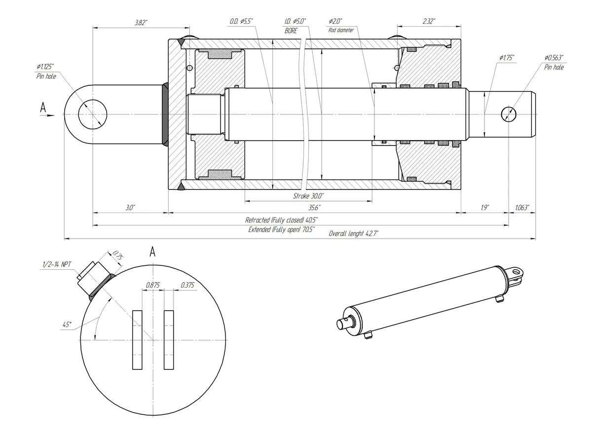 Log Splitter Hydraulic Cylinder Dimensions
